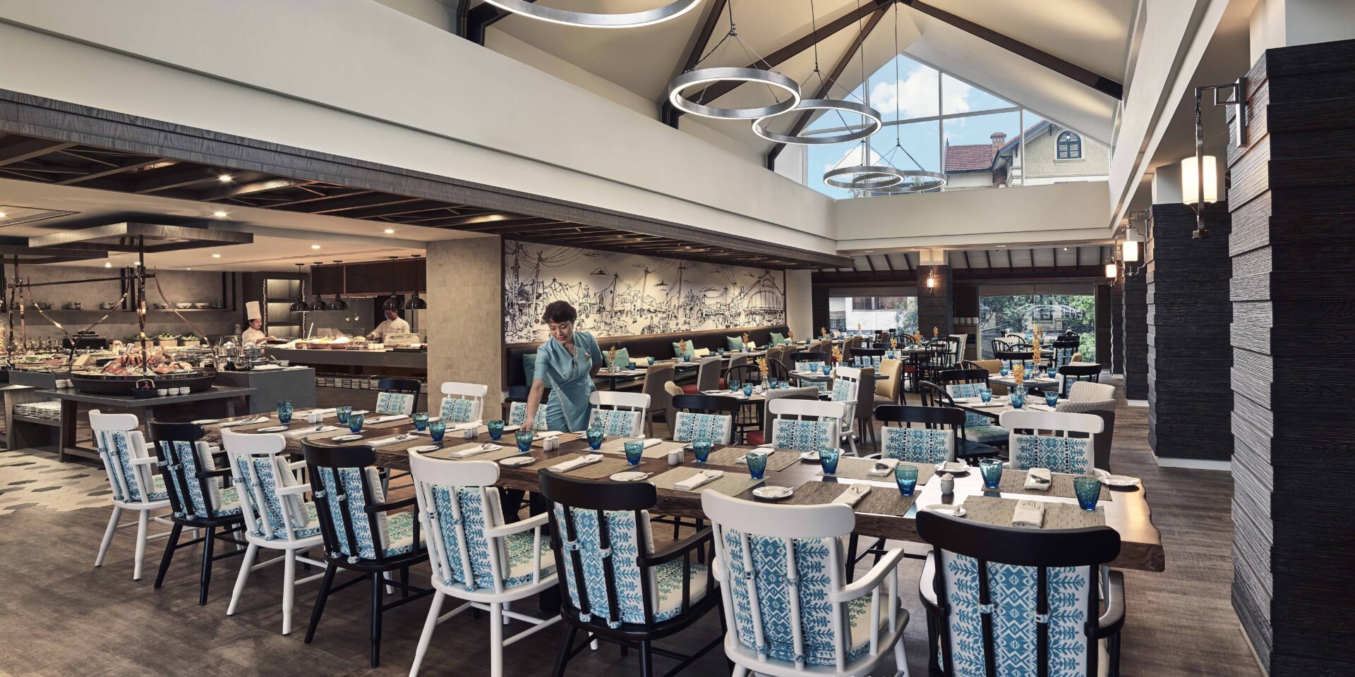 Cozy and modern buffet restaurant at hotel pan pacific hanoi