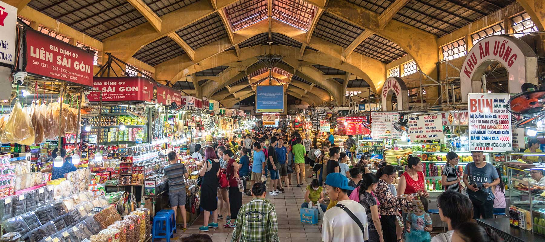 Vietnam night market in Hồ Chí Minh City - Bustling streets with food stalls, neon lights, and local shoppers