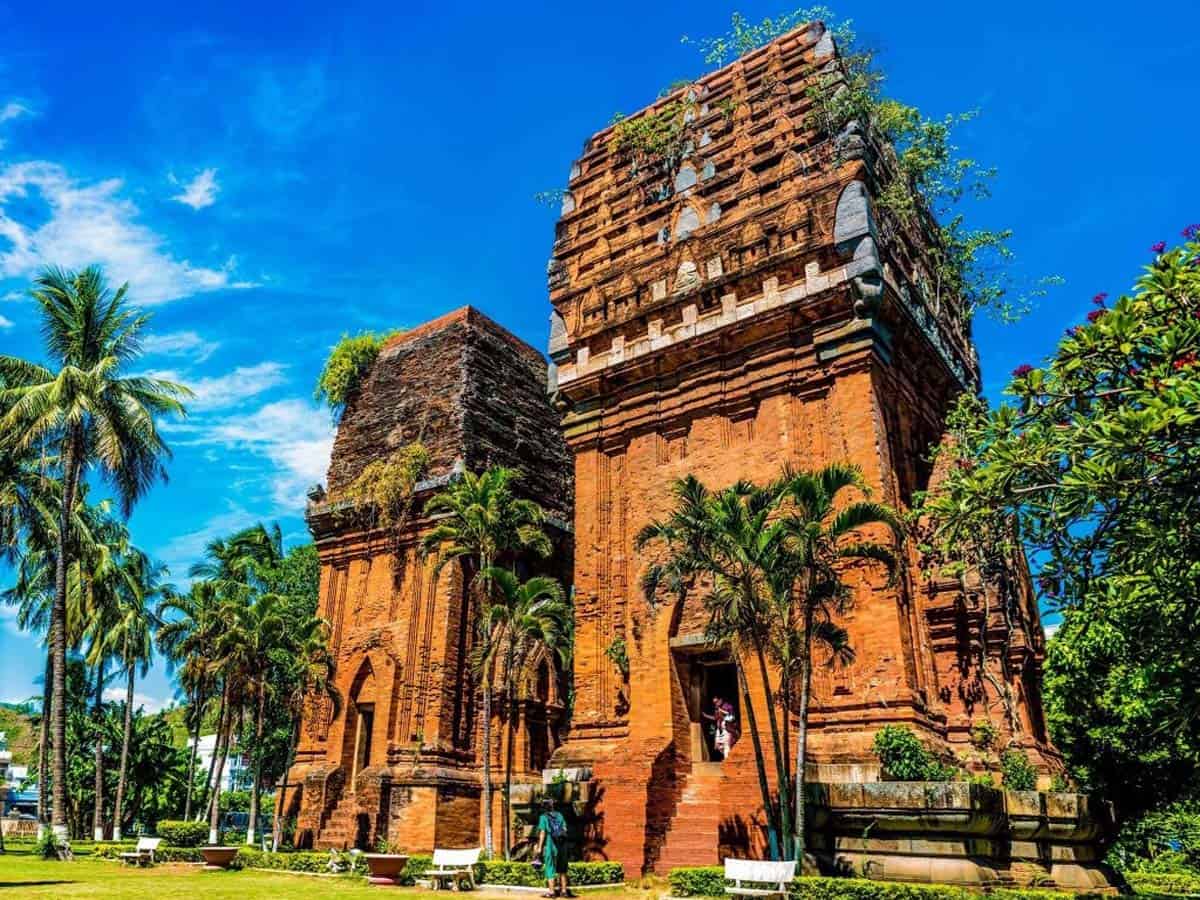 Vietnam summer travel to ancient Cham Towers - Twin Hindu temples