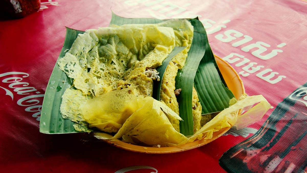 Banh Chao, a Cambodian-style crispy pancake of Cambodian cuisine