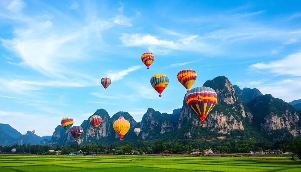 Hot Air Ballooning over Vang Vieng: Adventurous Things to Do in Laos