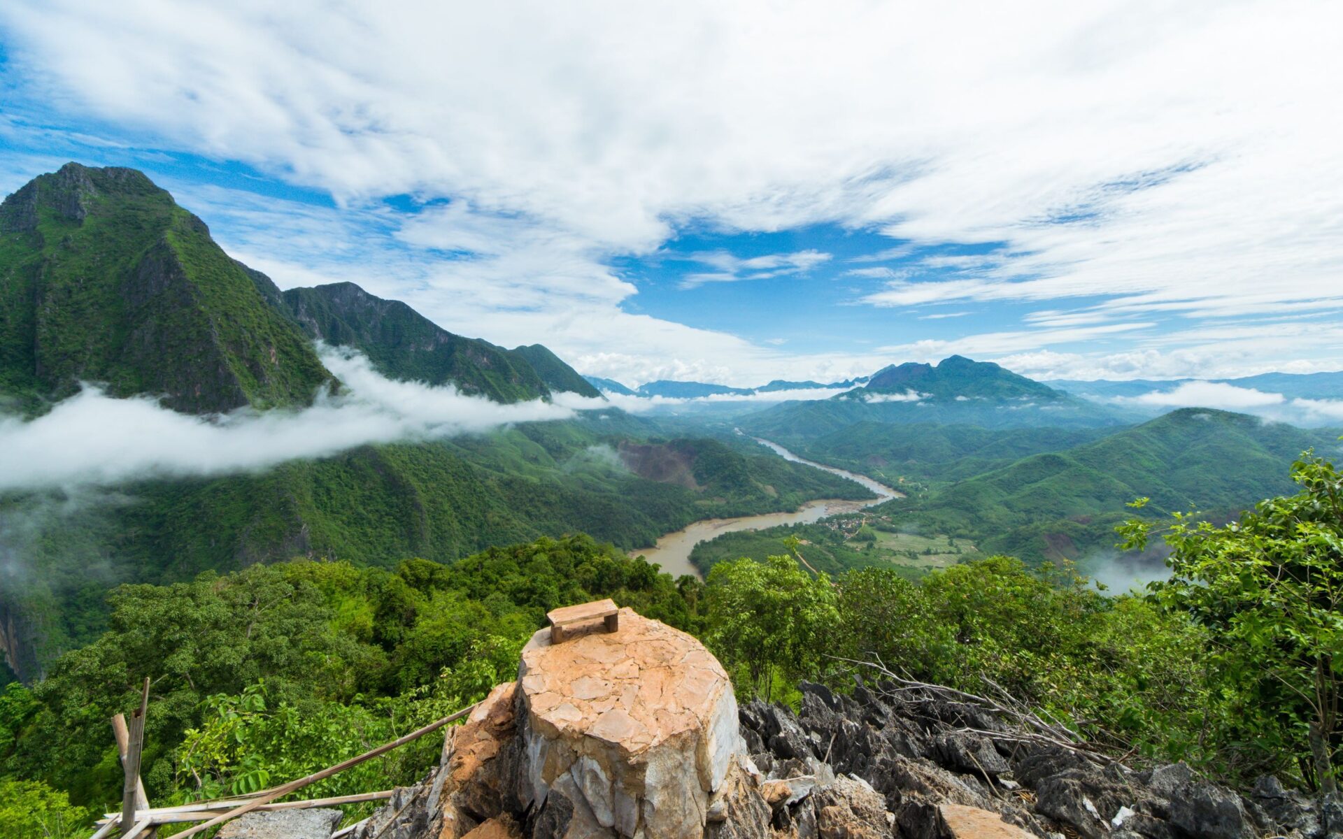 A breathtaking panoramic view from the Nong Khiaw Viewpoint in Northern Laos