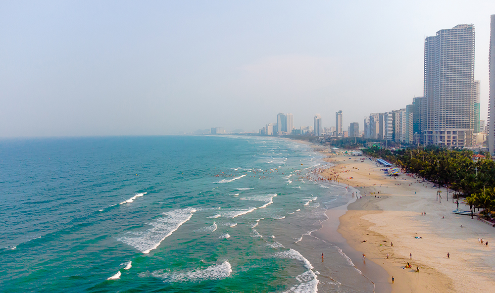 An aerial view of Da Nang, one of the coastal cities in Vietnam