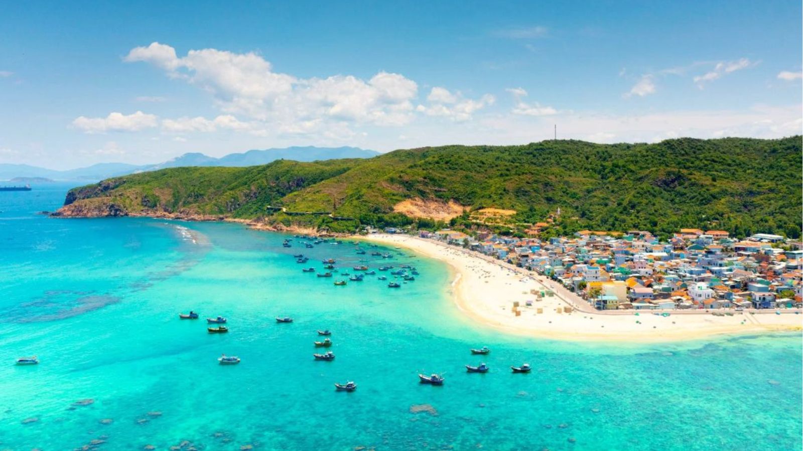 Aerial view of Quy Nhon beach, Vietnam in July