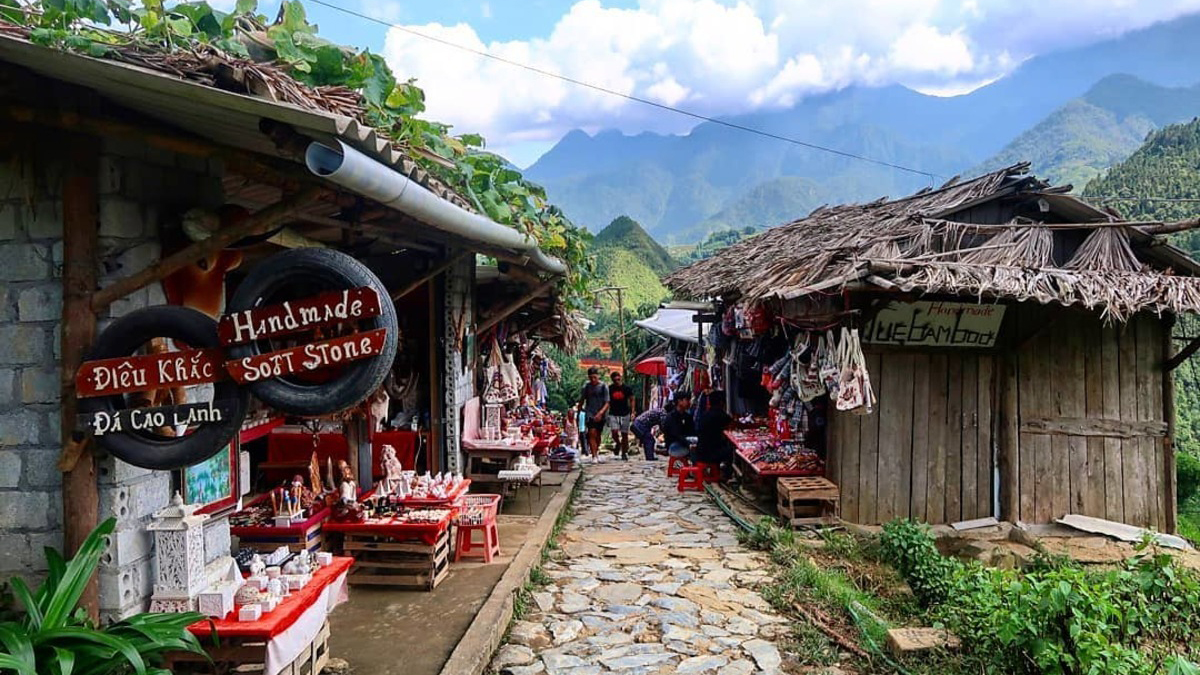 A stone pathway in Cat Cat Village, suggesting a pleasant scene during the best time to visit vietnam sapa