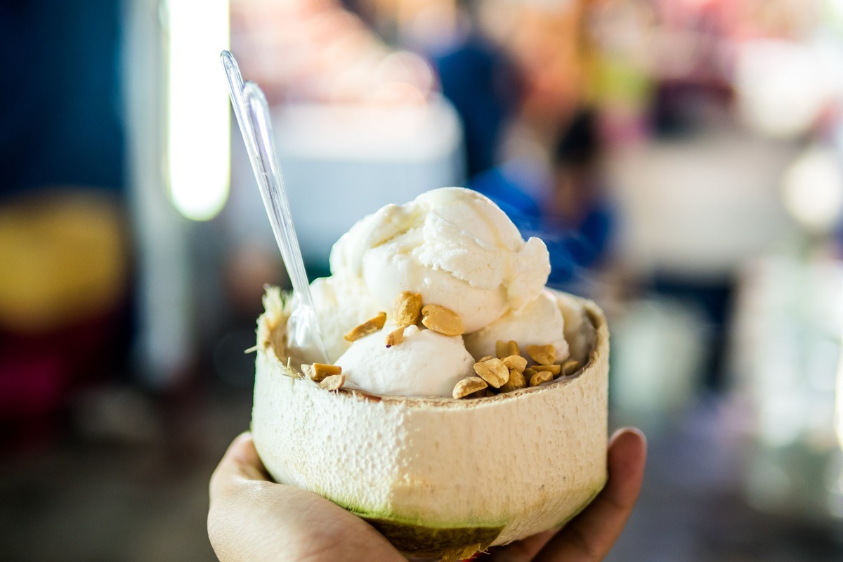 Coconut Ice Cream, a street food offering at Phu Quoc night market