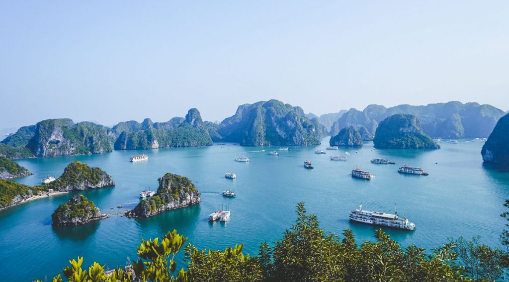 Panoramic view of Ha Long Bay, offering a stunning Vietnam adventure backdrop
