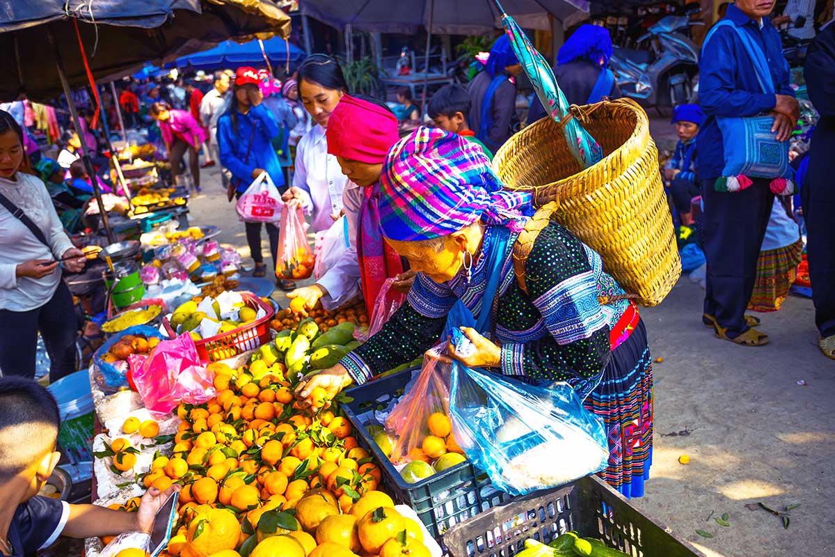 Open-air Muong Hum Market, a stop on a Sapa market tour
