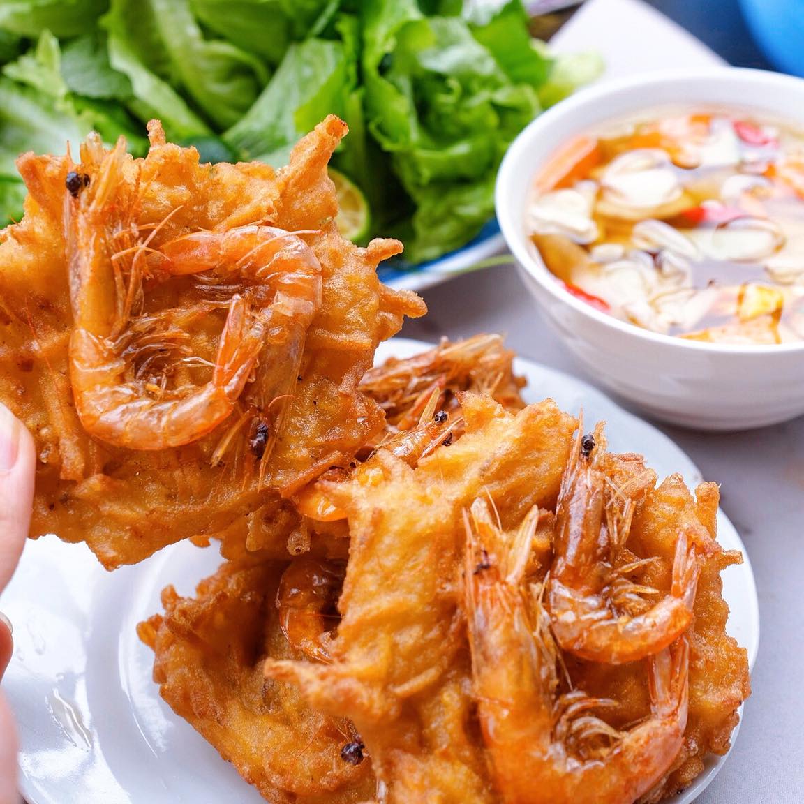 West Lake Shrimp Cakes, a famous delicacy near West Lake Hanoi