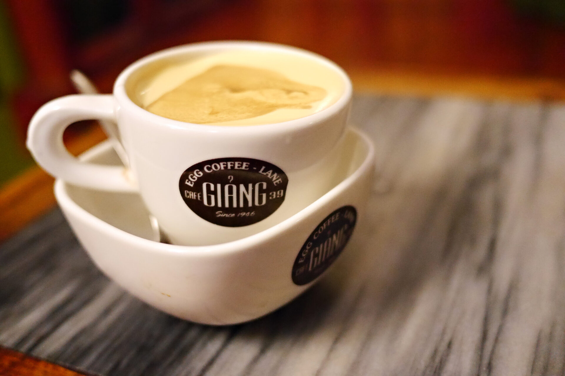 Vietnamese Egg Coffee (Cà Phê Trứng) from Café Giảng, a famous coffee shop in the Hanoi Old Quarter