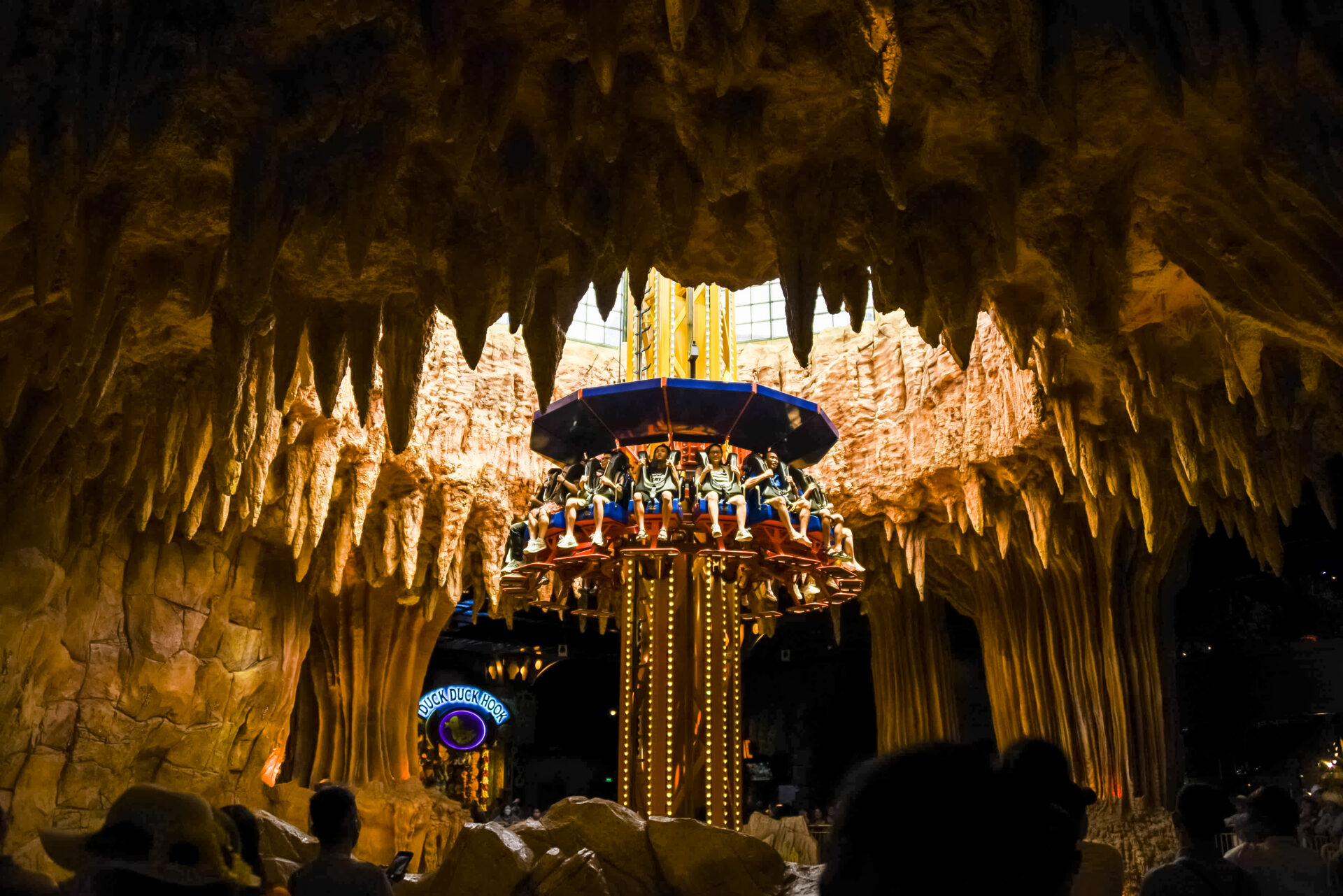Ba Na Hills Fantasy Park thrill ride inside cavern-themed attraction near Golden Bridge Hoi An in Vietnam.