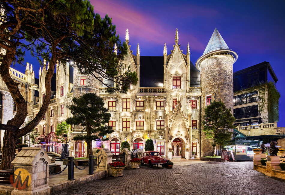 Charming French Village architecture offering magical highlights within a premium Danang tour package.