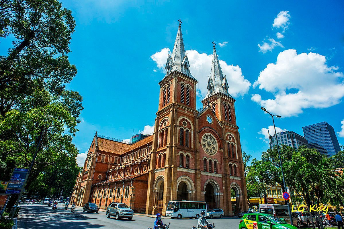 Notre Dame Cathedral stands beautifully for classic ho chi minh city sightseeing views.