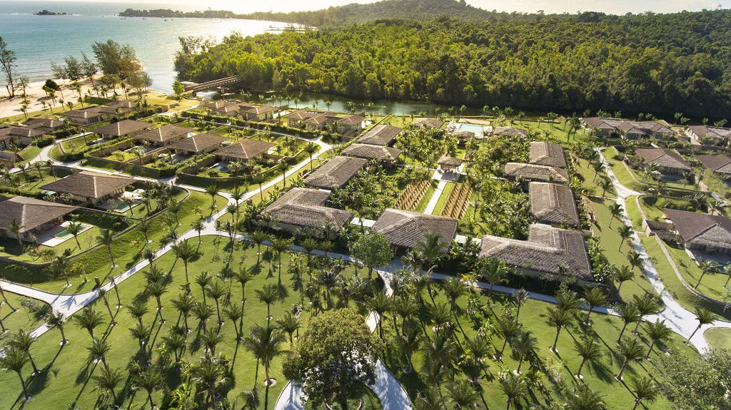 Aerial view of the luxurious Fusion Resort Phu Quoc - A relaxing choice for your Vietnam Itinerary.