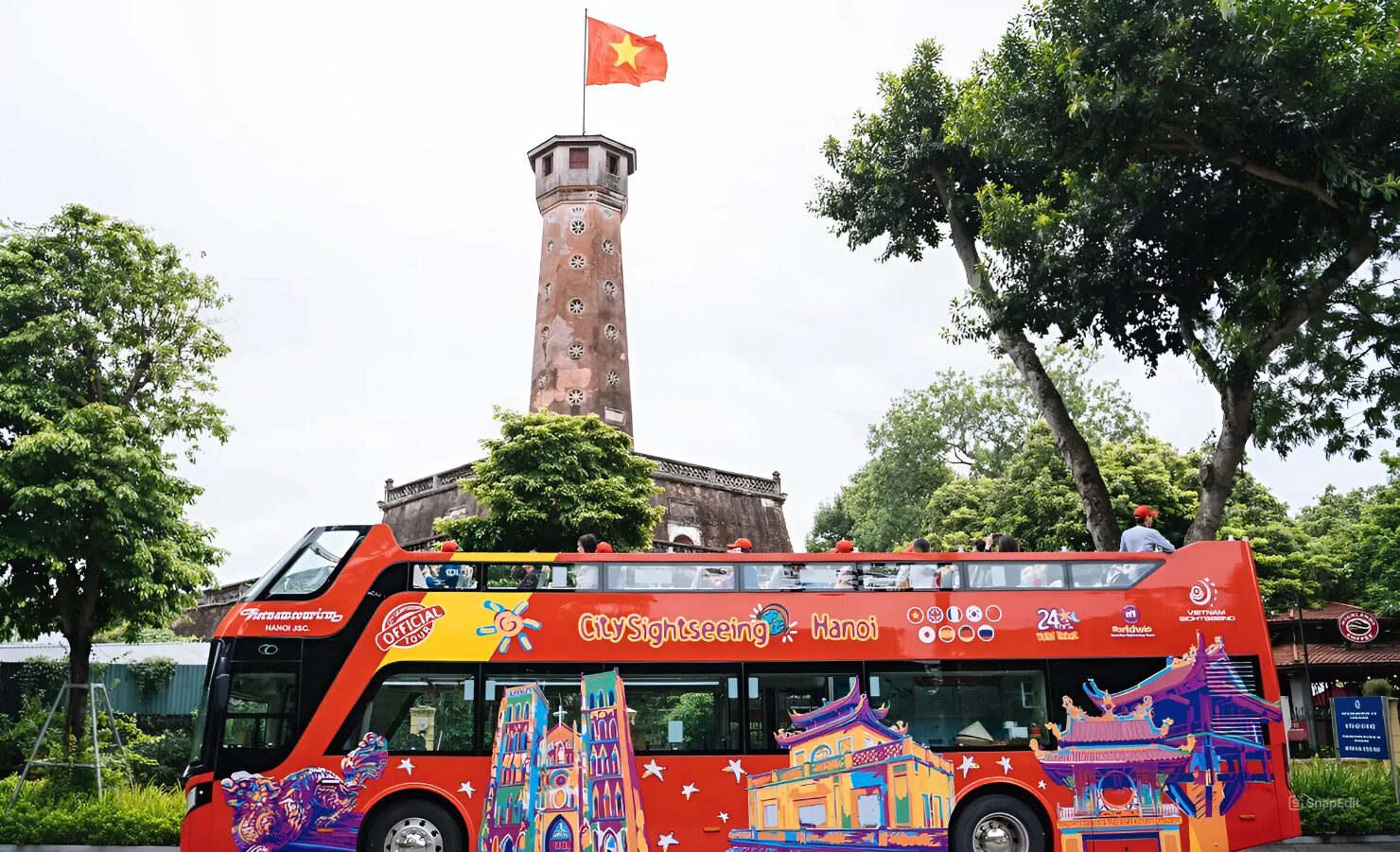 Red double-decker City Sightseeing Hanoi bus - Great for any Vietnam Itinerary.