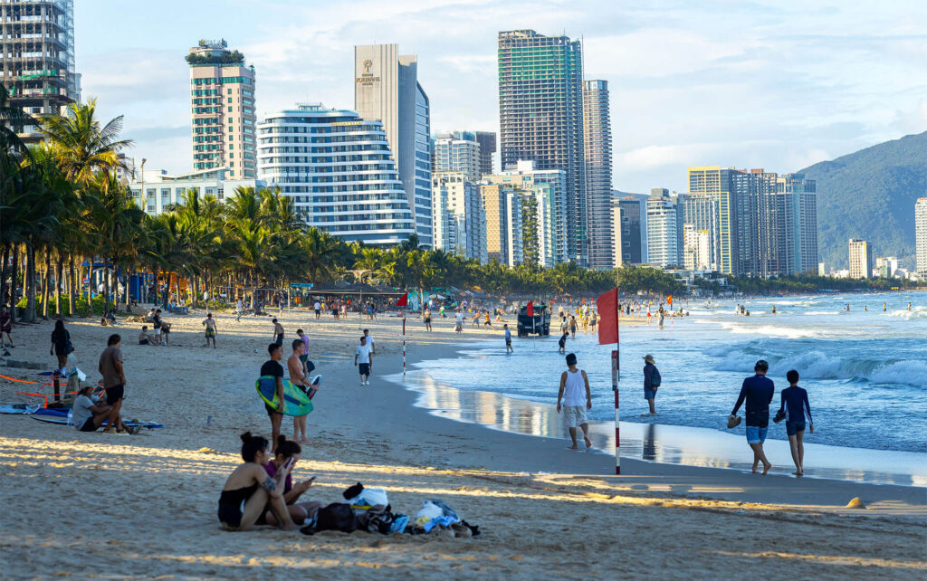 A panoramic view of Danang city and coastline, showcasing the vibrant urban atmosphere and beaches in 2026.