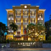 La Siesta Hoi An Resort exterior at night