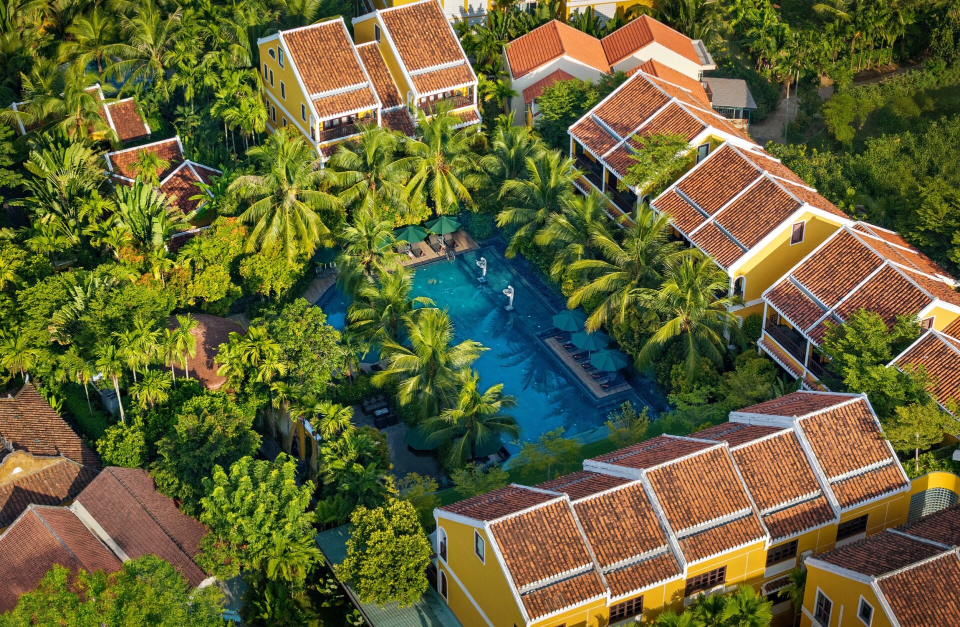 La Siesta Hoi An Resort aerial view gardens