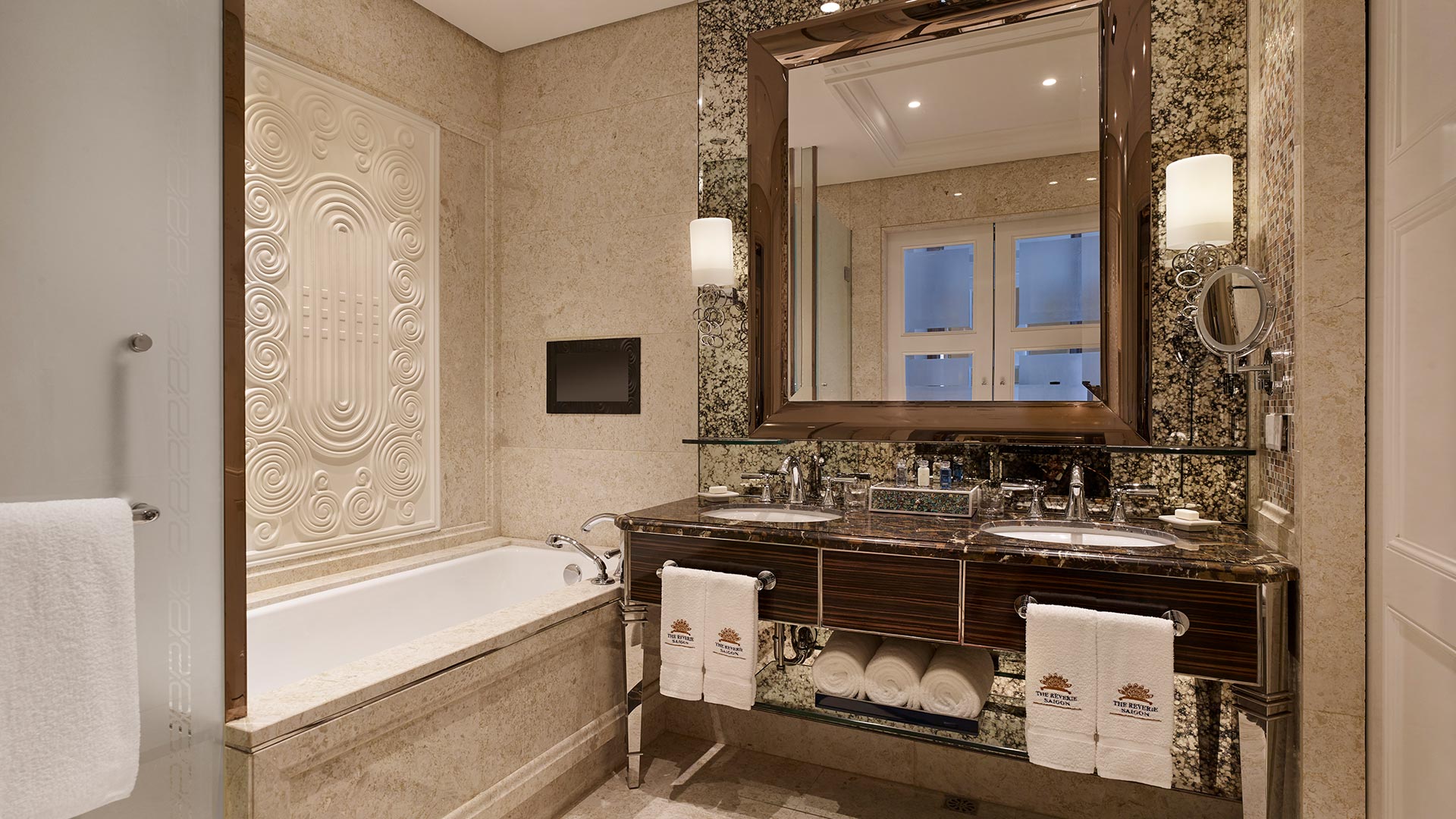 Elegant bathroom at The Reverie Saigon