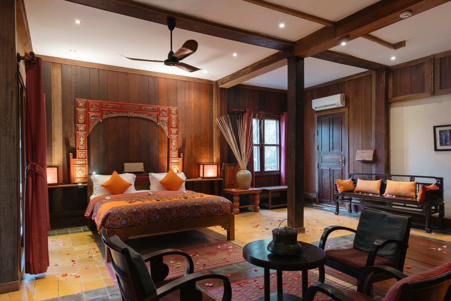 The Grand Lotus Ambassador Room offers a rare blend of Khmer elegance, cultural richness, and historical significance.