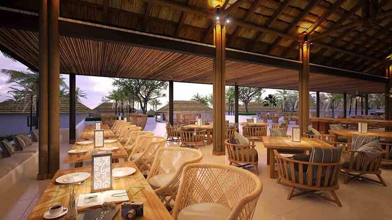 Open-air dining restaurant at The Royal Sands Koh Rong with relaxed seating and island-inspired design
