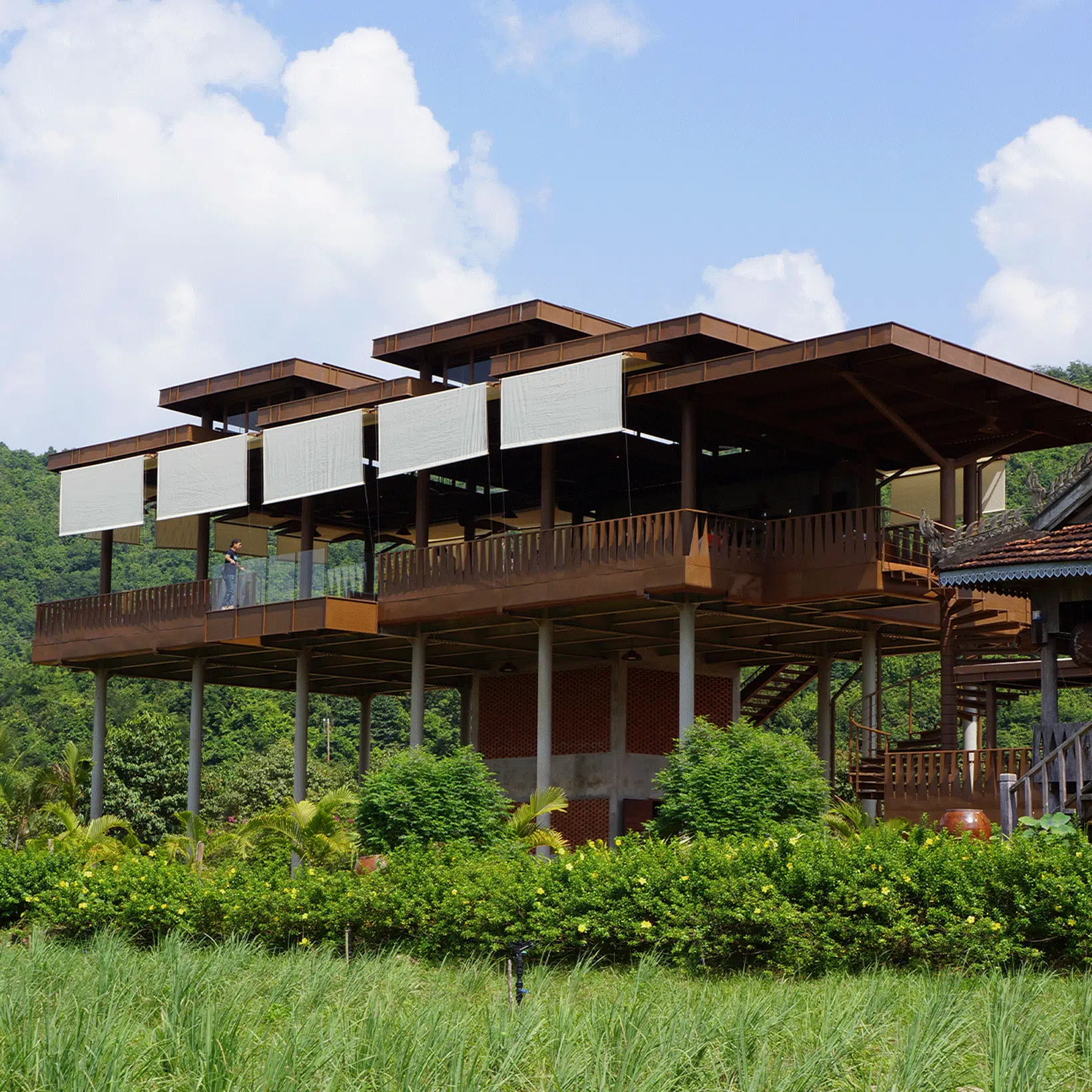 The architecture of La Plantation Kep favoring traditional Cambodian craftsmanship