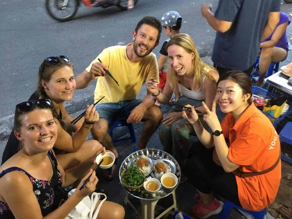 A fun moment on a vietnam food tour