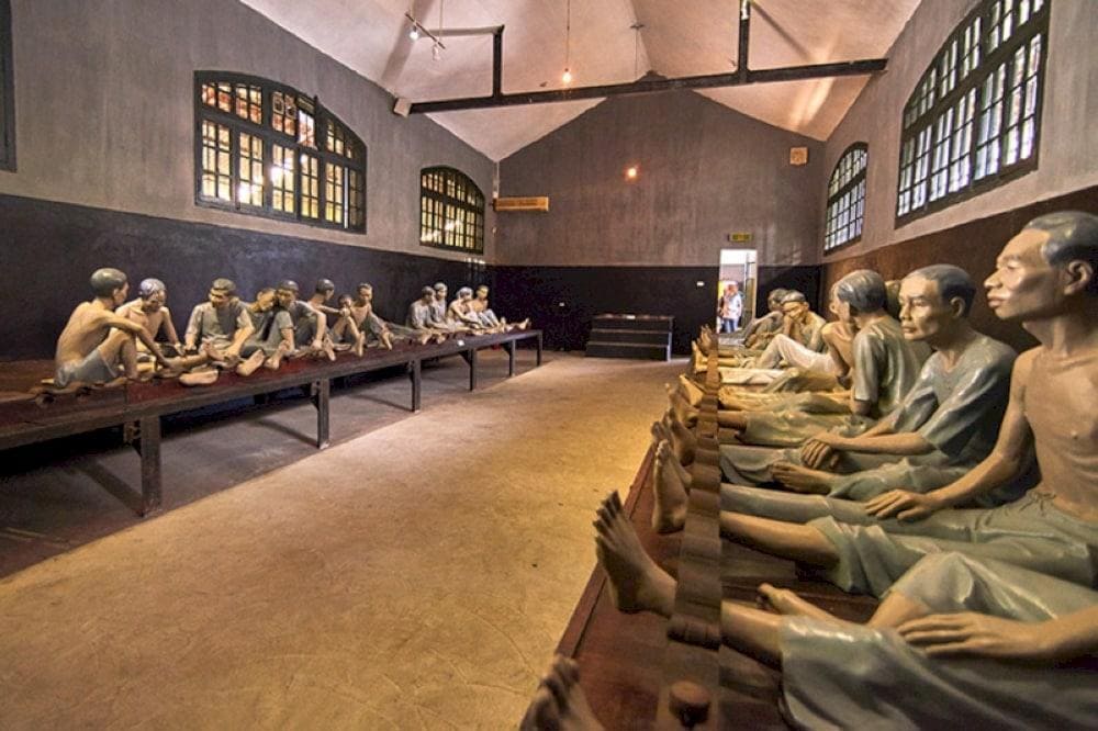 A Historical Overview of the Prison: Interior exhibit of Hoa Lo Prison (Hanoi Hilton Prison)