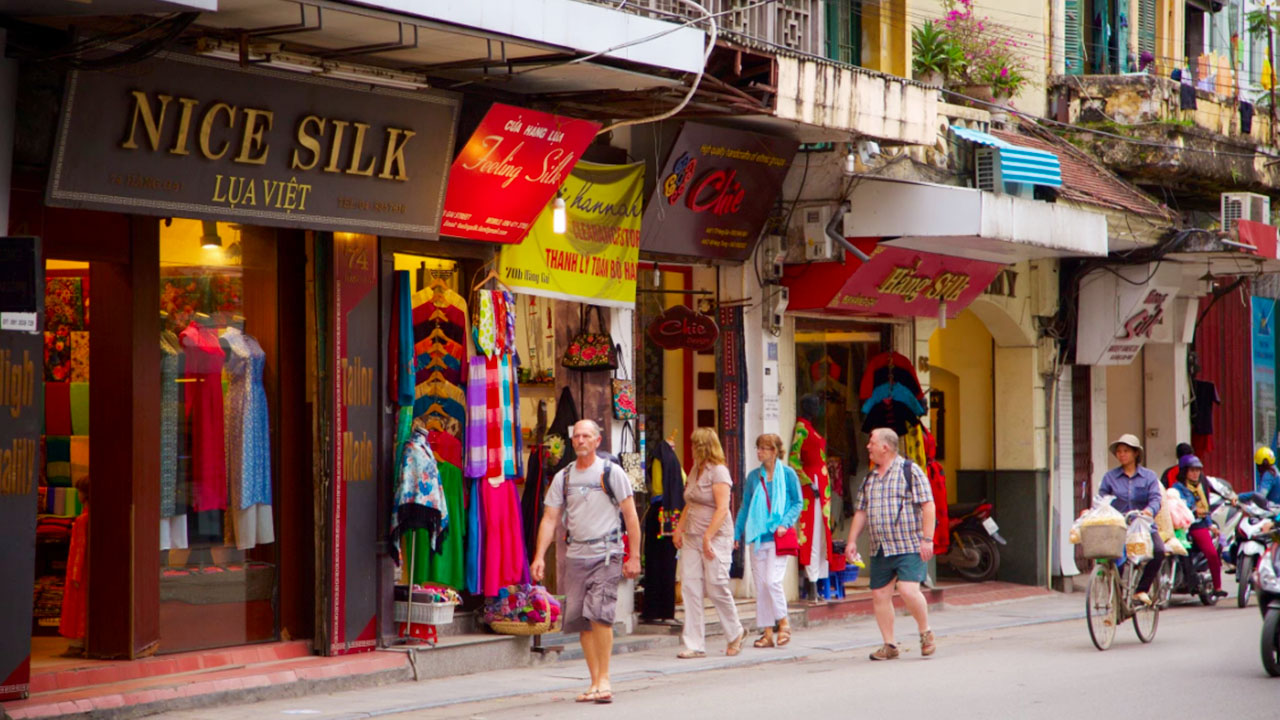 Hang Gai Silk Street shops, classic what to buy in hanoi experience