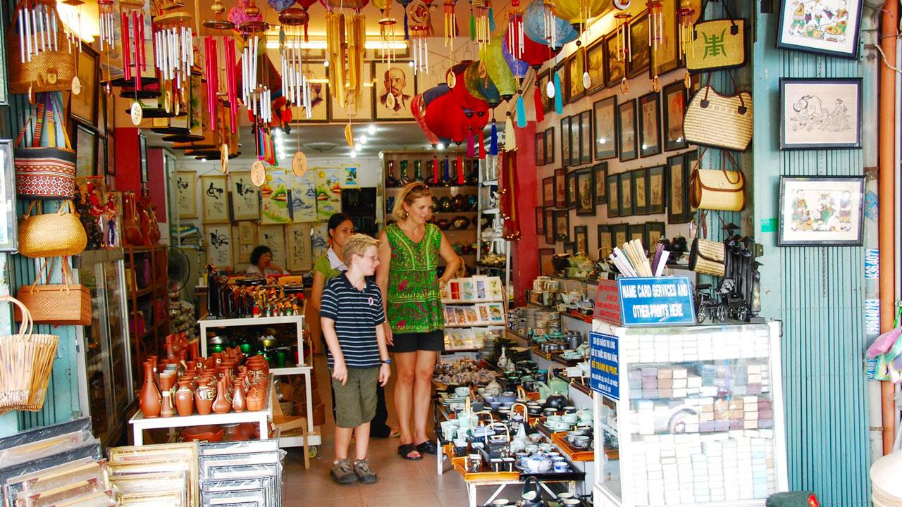Old Quarter souvenir shop interior, popular what to buy in hanoi