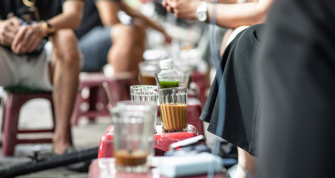 Vietnamese iced coffee at a street vendor representing café culture in Vietnam