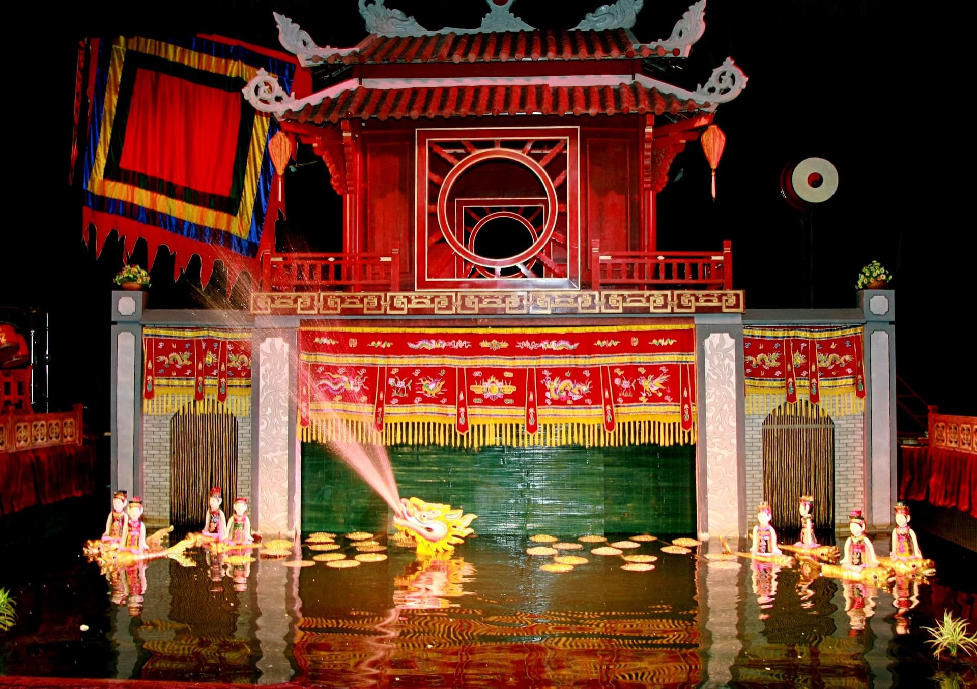 A traditional Water Puppet Show at the Thang Long Theatre, one of the top cultural things to do in Vietnam