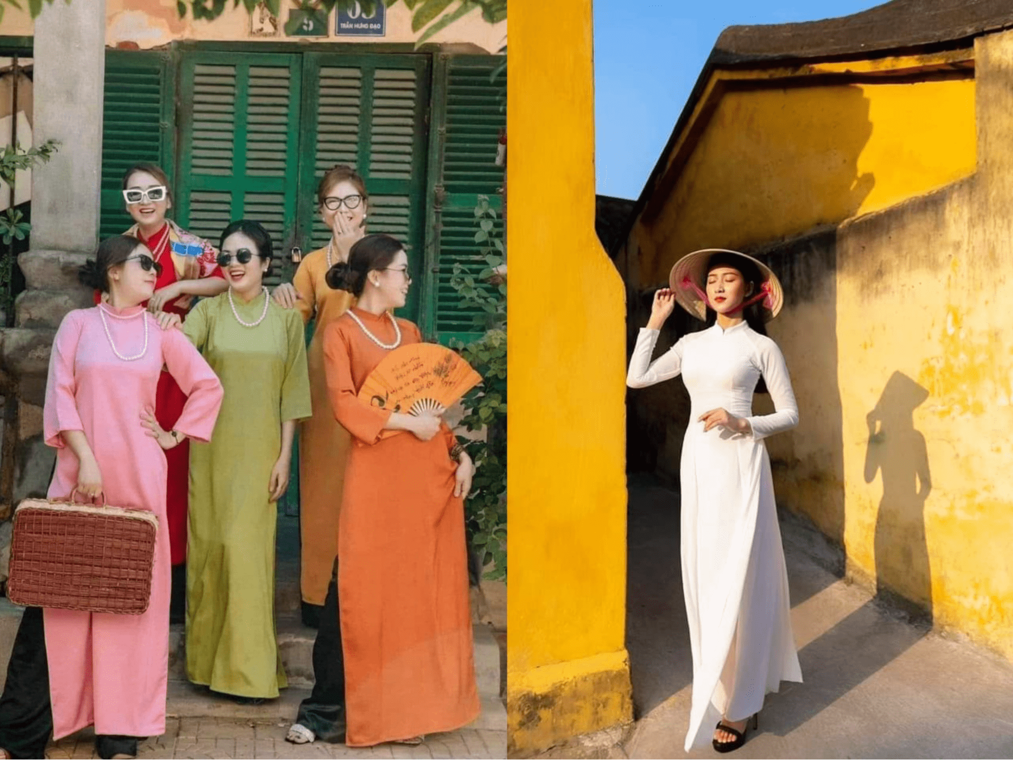 Woman wearing áo dài representing traditional dress and culture in Vietnam