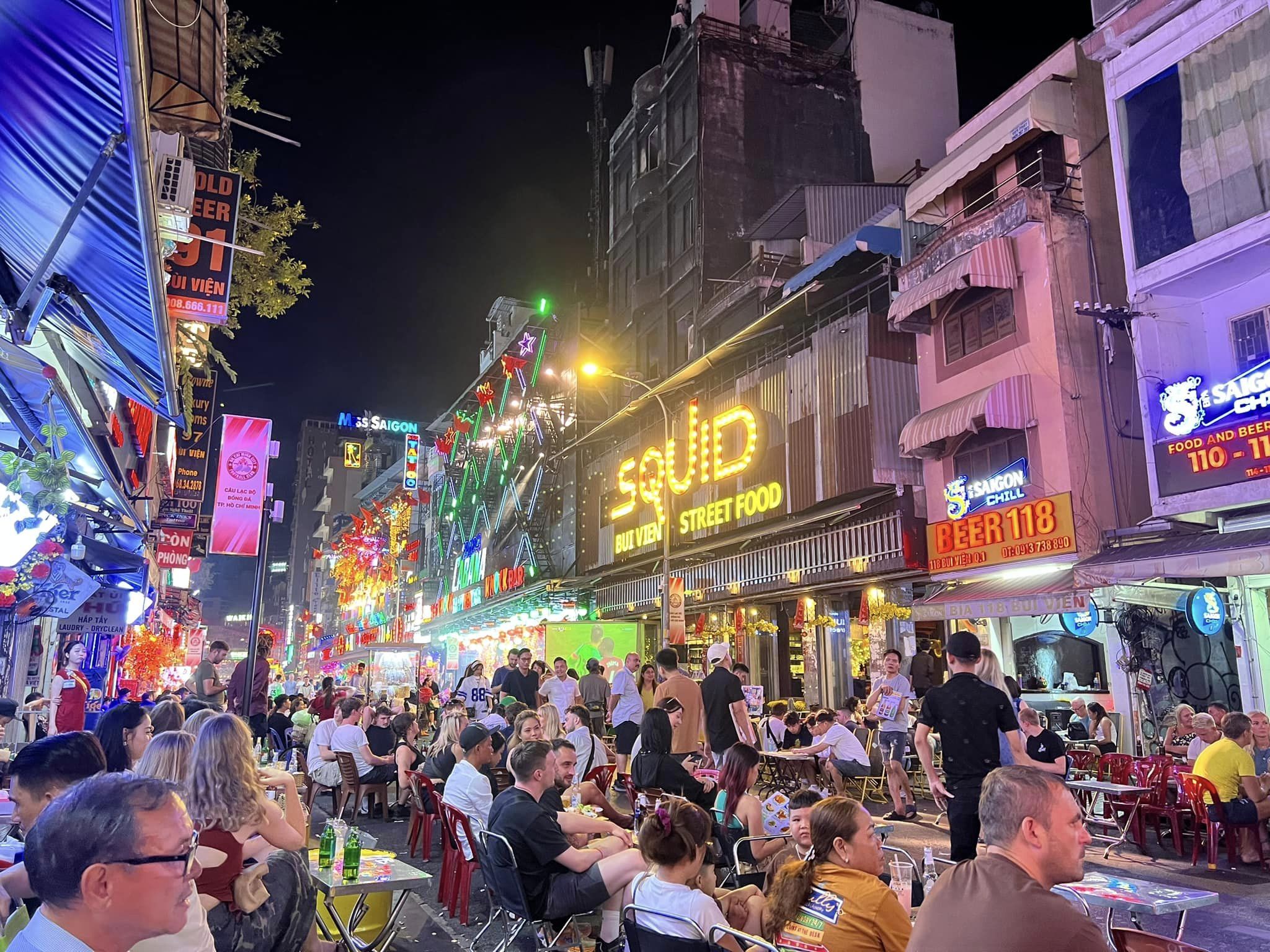 Crowded nightlife at Bui Vien Walking Street in Ho Chi Minh City, one of the most vibrant things to do Vietnam