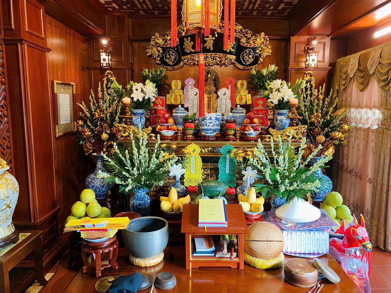 Ancestral altar with incense highlighting spiritual culture in Vietnam