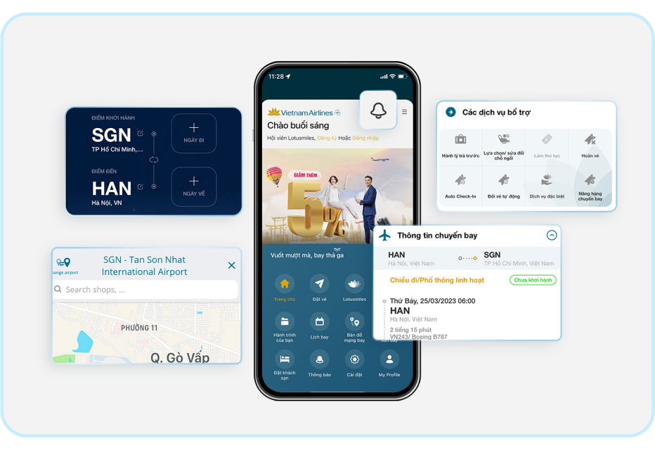 Use the airline’s app to stay in control of your flight schedule.
