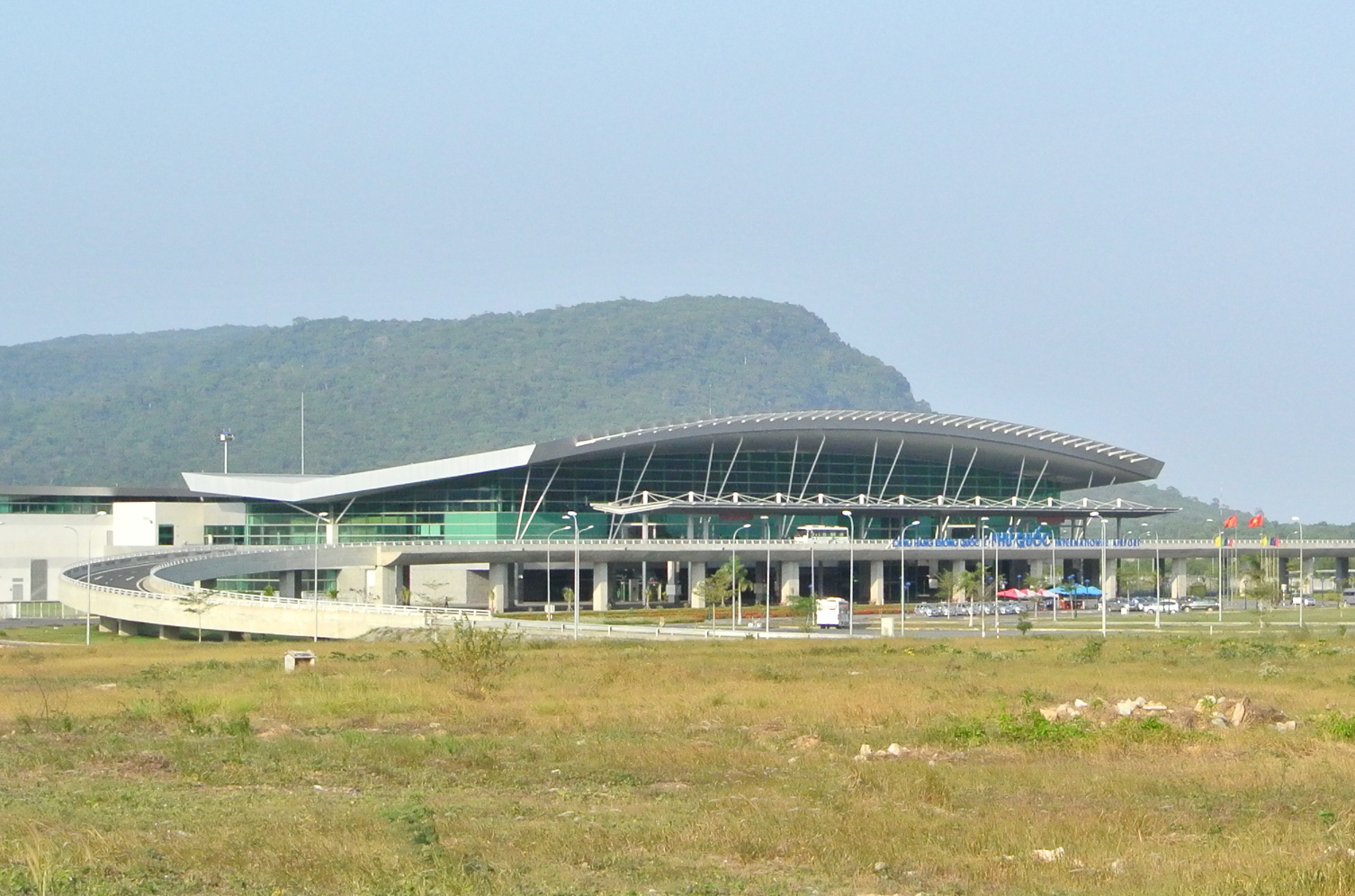 A panoramic view of Phu Quoc Airport from above