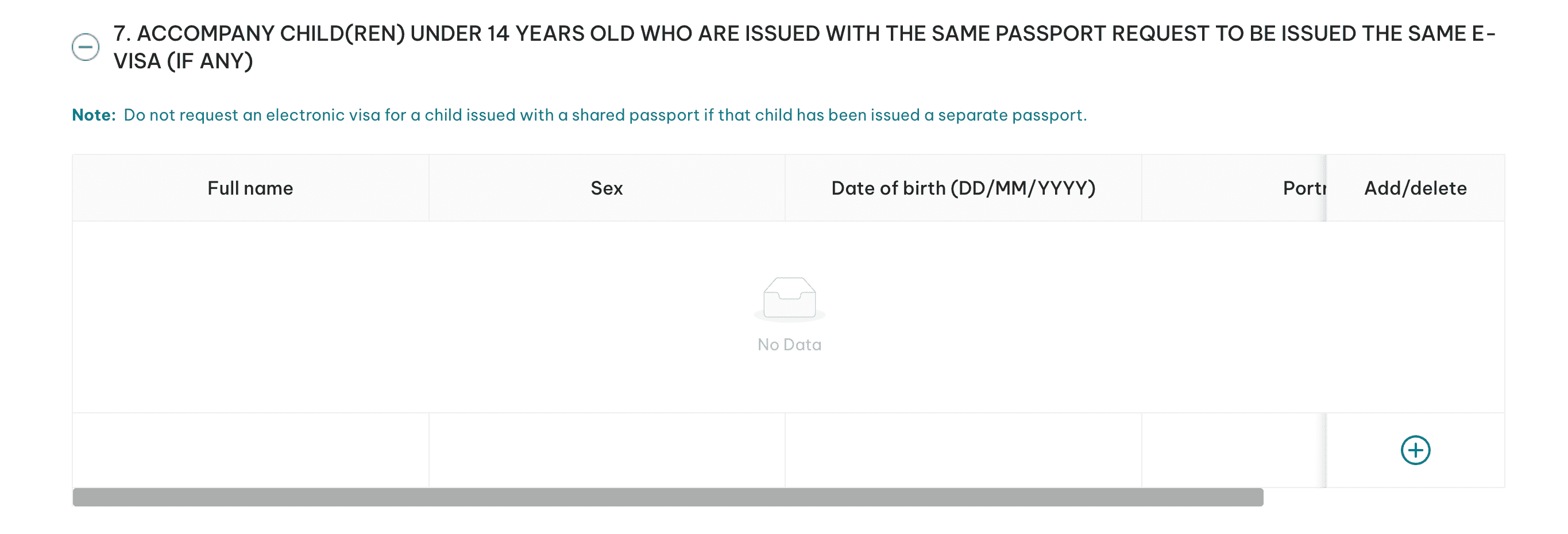 Step 5: Add accompanying child information (if applicable) 