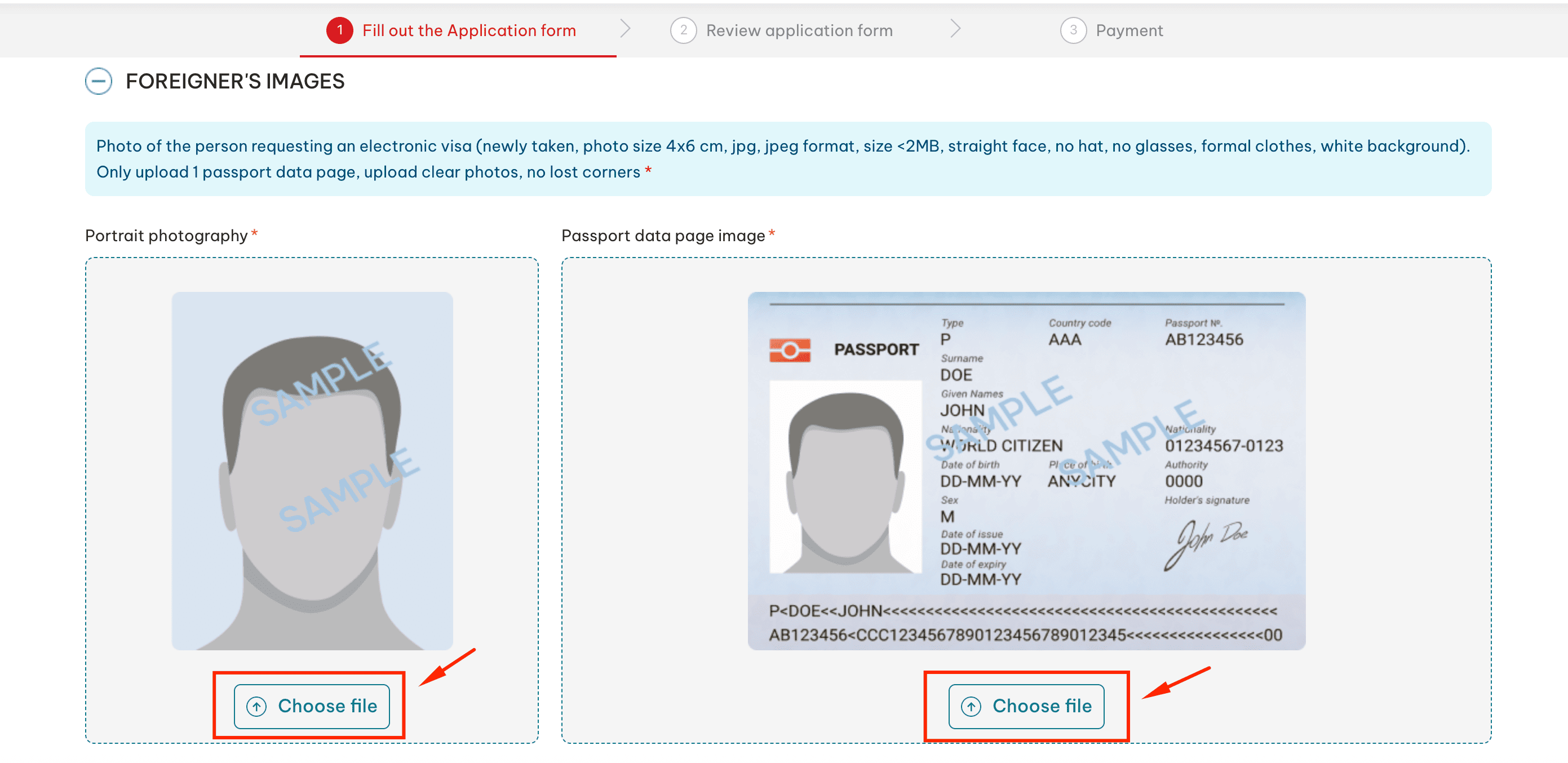 Step 3: Upload your individual photo and the passport photo